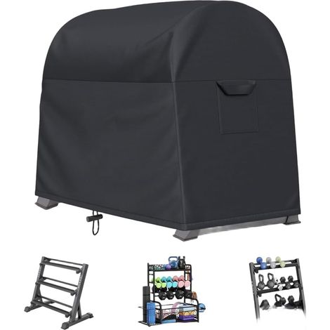 Housse de protection imperméable pour porte-haltères Oxford 600D résistante à la poussière pour intérieur et extérieur Noir 102 x 63,5 x 89 cm (1/5)