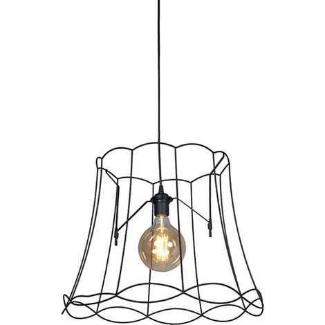 Retro Hängelampe schwarz 50 cm - Granny Frame