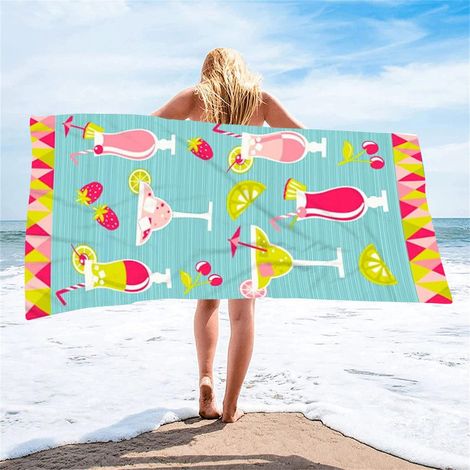 Serviette Plage Microfibre - 70 x 150 cm - Absorbante Rapide Séchage - Anti-sable - Pour Plage Piscine Gym Extérieur - 1 Pièce (1/5)
