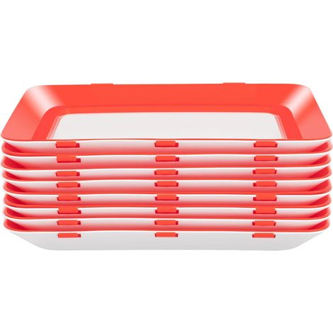 Vassoio per alimenti, materiale resistente, chiusura ermetica per preservare la freschezza, colore rosso, 8 pezzi (1/2)