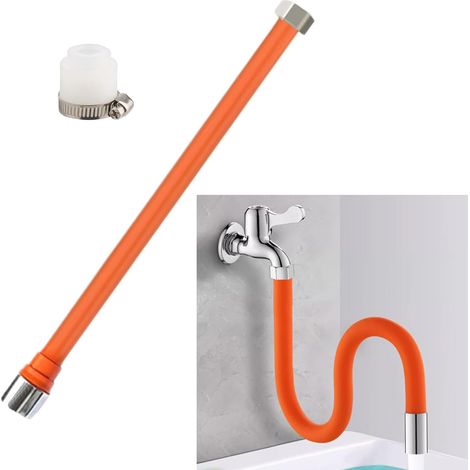 Prolongateur Robinet Rallonge Tuyau Prolunga Rubinetto Orange, 1 Pièce, 30 CM, Pivotante à 360° Outlet Extender Réglable, Convient Cuisine (1/5)