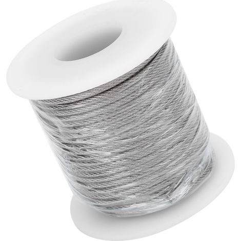 Câble en acier inoxydable de 15 m (49 pi), 2 mm de diamètre, revêtement résistant aux UV, kit de câble multifonctionnel pour étendoir à linge, treillis de jardin, clôture à plantes (1/5)