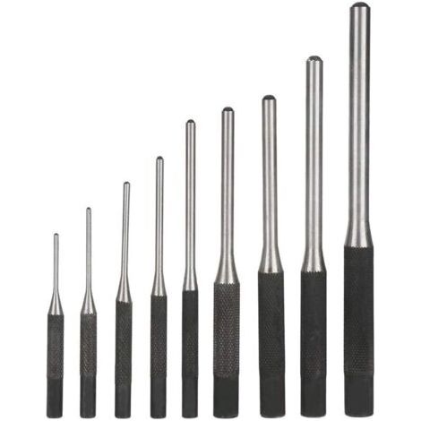 9PCS Poinçon Jeu de Chasse-goupilles En Acier Durable Professionnel, Outil à Main Ingénierie Mécanique，le noir，