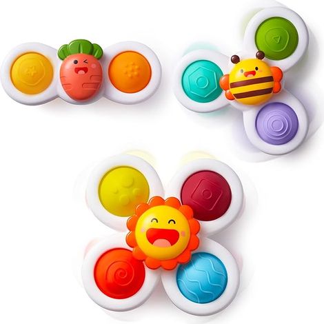 Spinnerz sensoriels à ventouse pour le bain, pour bébés de 6 à 18 mois, sur le thème de l'avion, de la voiture, de la table et de la fenêtre, pour les petits garçons et filles de 1 à 2 ans (Ferme). (1/5)