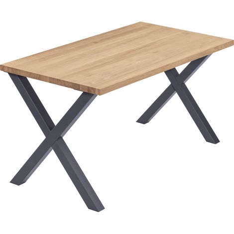 LAMO Manufaktur Esstisch Küchentisch, 140x80x76 cm (AxBxH), Design, Natur / Anthrazit, LAG-01-A-002-7016D