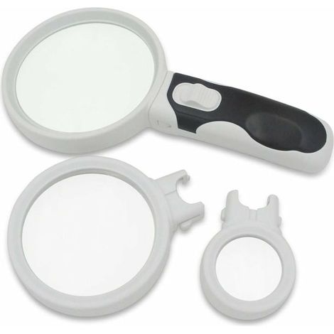Loupe de Lecture Lumineuse avec 3 Lentilles : x2.5, x5 & x16 – Loupe Eclairante pour Personnes Âgées, Soudure, Timbres, Insectes, Bijoux, Cartes (1/5)