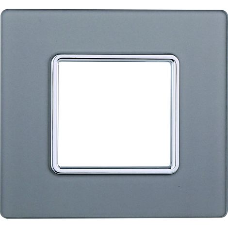Kompatible Abdeckrahmen Bticino Matix 2 module Glas Silber Farbe (1/2)