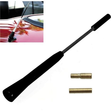 TRADE SHOP - Antenna Alluminio Nero Auto Universale Fm Allungabile Esterna Stelo Autoradio Tuning -