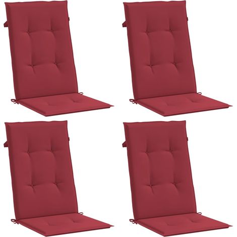 vidaXL Garden Highback Chair Cushions 4 pcs Wine Red 120x50x3 cm Fabric