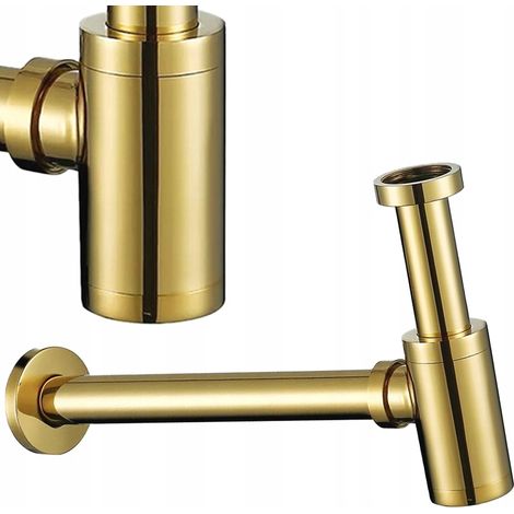 Polierter Goldwaschbecken-Siphon mit verstellbarer Höhe (1/5)