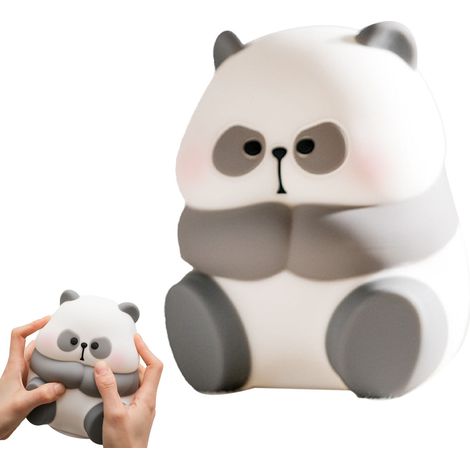 Veilleuse tactile, panda mignon en silicone souple, jouet à piles pour soulager le stress dans la chambre, petit format (1/5)