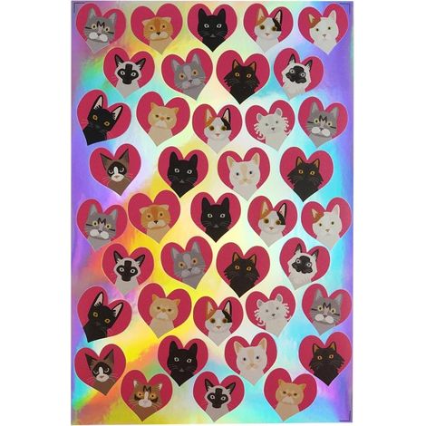 Adesivi a forma di cuore con gatti