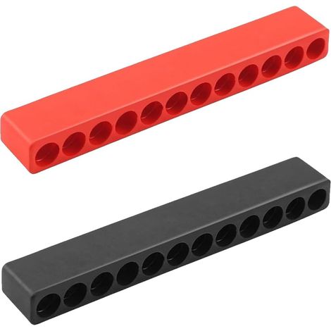 Portapuntas de 2 piezas con 12 orificios, tira para guardar puntas, tiras de goma suave (negra + roja cada una), portapuntas para destornillador, almacenamiento para destornilladores (1/5)