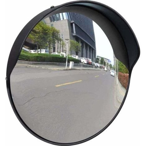 Miroir de trafic convexe d'extérieur Plastique PC Noir 30 cm