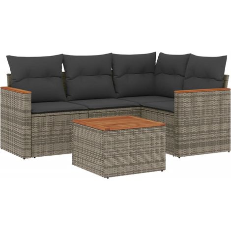 Maison Exclusive - 5-tlg. Garten-Sofagarnitur mit Kissen Grau Pol