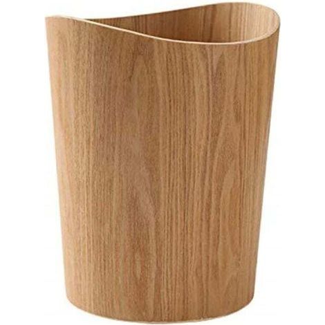Poubelle à pédale en bois massif – Corbeille ronde japonaise – 25L – Design rustique pour bureau, cuisine, chambre (1/5)
