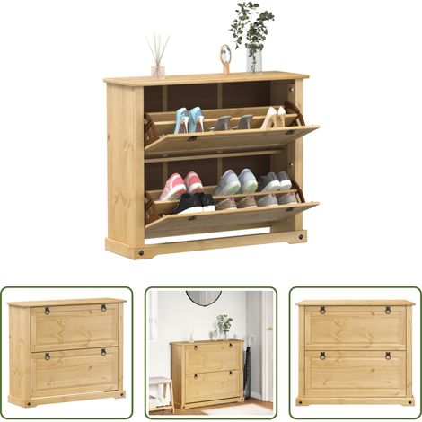 Kiefer Holz - Schuhschrank Corona 99x32x85 cm Massivholz Kiefer (1/5)