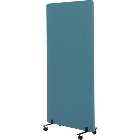[NEUWERTIG] Akustik-Trennwand HHG-957, Büro-Sichtschutz Raumteiler Pinnwand, doppelwandig rollbar Stoff/Textil 167x80cm türkis (1/5)