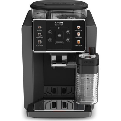 KRUPS Sensation Lait M85, Automatische Kaffeemaschine, 3 Kaffee-Rezepte, 3 Milchrezepte, Pflegekit, grau EA912HF1