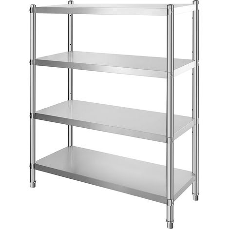 Étagère de rangement en acier inoxydable, 118,9 x 47 cm, 4 niveaux réglables, capacité 149,7 kg par étagère, pour cuisine, commerce, bureau ou garage. (1/5)