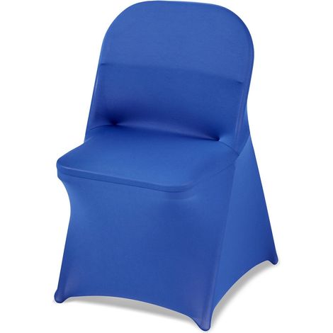 Lot de 50 housses de chaise bleues en polyester et élasthanne, extensibles, pour mariages, fêtes, banquets et autres réceptions. Convient aux chaises mesurant jusqu'à 45 x 46 x 77 cm (17,72 x 18,11 x (1/5)