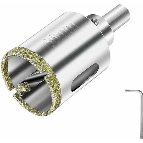 Couronne diamantée de 35 mm avec foret de centrage intégré – pour coupe précise du verre, carrelage céramique, céramique, marbre et calcaire (1/5)