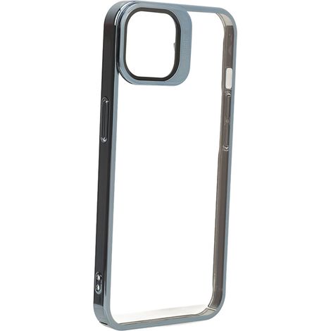 Étui téléphone magnétique fin antichoc avec protection objectif caméra et béquille, coque rigide PC haute transparence bleue pour iPhone 14 (1/5)