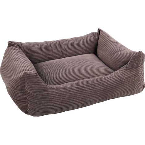 Lit Velluto Brun pour Chien Chat - Panier pour Chien Chat - 100x80x25cm - Lavable - Fond Anti-dérapant - Housse Amovible Lieu de Couchage Doux et Confortable (1/5)