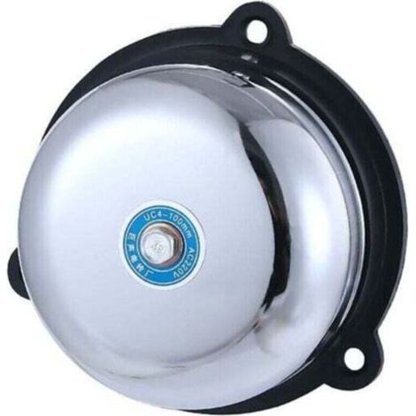Sonnette électrique en acier inoxydable de 4 pouces, type électrique à sonnerie interne anti-étincelles 220V 10W, pour signaux sonores et alarmes dans les grands lieux publics-- (1/5)