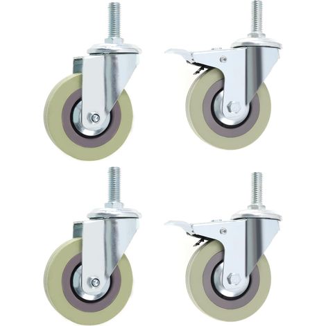 CCYKXAJeu de 4 roulettes Fortes Charges75mm Holds 70kg Strong Double Roulette pivotante de 3" (1/5)