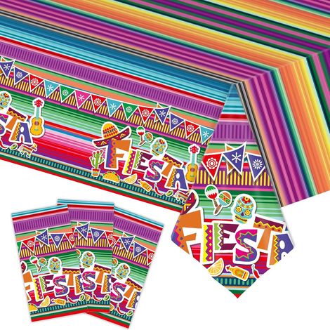 Trois nappes à rayures colorées, nappes rectangulaires jetables en plastique, mesurant 137 x 274 cm, décorations de fête de carnaval. (1/5)