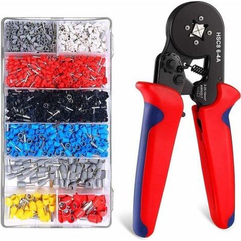JSSEVN - 4-Sided Crimping Tool with 1200 Cable Ferrules, Crimping Pliers for 0.25–10 mm² Wires, Professional Electrician (1/4)