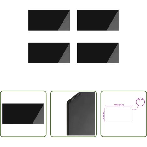vidaXL Table extérieure - Plateau de table 4 pcs Noir Verre (1/5)
