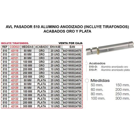 Pasador AVL 510 de Aluminio 50 mm Plata