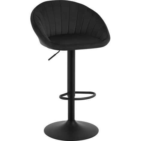 WOLTU Juego de 1 taburete de bar de terciopelo, sillas de bar giratorias ajustables, color negro