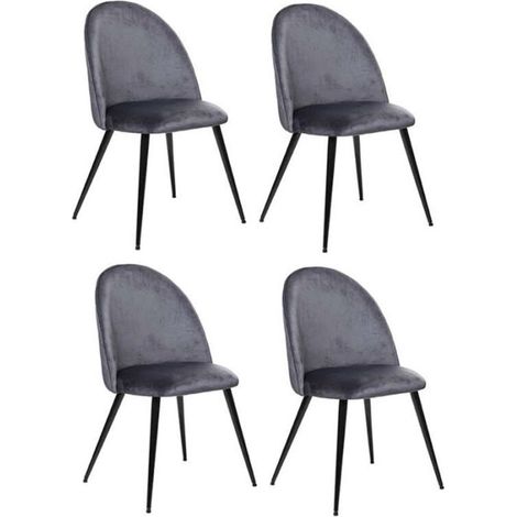Lot de 4 Chaises Design "Slano" 84cm Gris Souris (1/2)