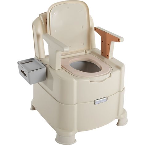 Toilette portable PP Home avec veilleuse à capteur, chaise percée de chevet antidérapante avec accoudoirs pour personnes âgées (1/5)
