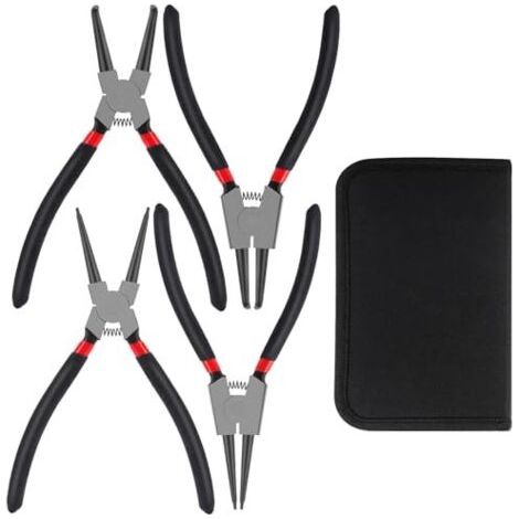 Lot de 4 Pinces à Circlips Extérieur et Intérieur - Set Avec Sac de Rangement, Ressorts Durables et Poignées Antidérapantes (1/5)