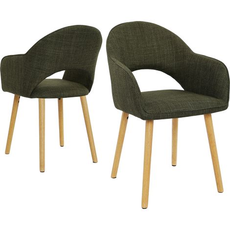 Goeurvant Sillas de comedor cómodas con respaldo en forma de media luna y reposabrazos ergonómicos, La combinación perfecta de soporte y estilo - Juego de 2 - Verde oliva - Tela texturizada (1/5)