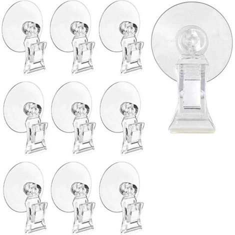 Lot de 10 Ventouses Transparentes avec Support pour Fenêtre Salle de Bain Affichage Publicitaire (1/4)