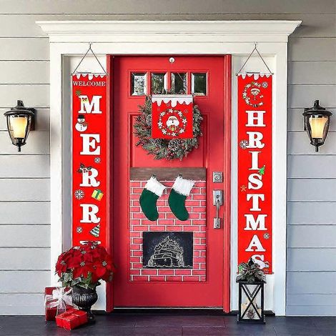 Bannière décorative « Joyeux Noël » pour la maison, le porche ou la décoration murale pendant les fêtes de Noël. (1/5)