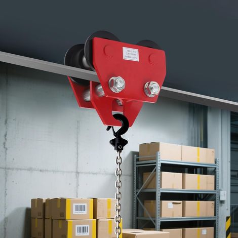 Beam Trolley 3T Manual Sliding Trolley Heavy Duty Track Roller I-Beam H-Beam Curved Rail Warehouse Workshop Industrial (1/5)