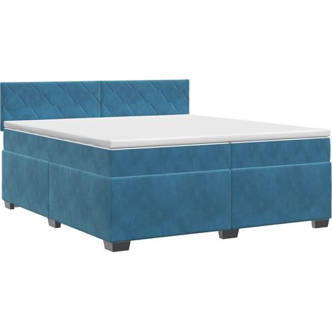 Maison Exclusive - Letto box spring con materasso Blu Scuro 200 x 200 cm Velluto (1/5)