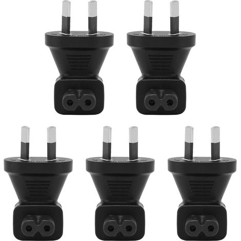 Lot de 5 adaptateurs secteur IEC320 C7 à 90 degrés (2 broches) pour ordinateurs portables (1/5)
