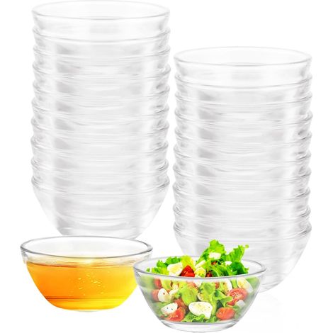 Set of 20 Mini Glass Bowls Diameter 6 cm - Glass Bowl Sauce Bowl 30 ml - Small Sauce and Dip Bowl for Soy, Jam and Tapas - Stackable and Dishwasher Safe Transparent Ramekin (1/5)