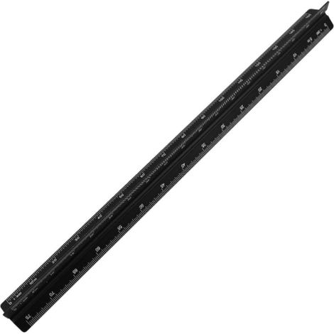 Une règle triangulaire en centimètres du système impérial, de 30 cm de longueur (noire)