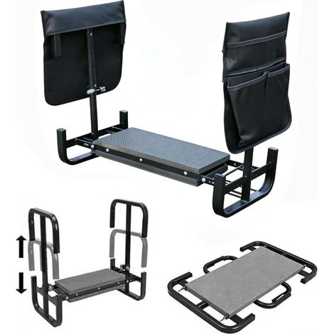Banc de Jardinage Pliable 2 en 1, 60x52x27cm Tabouret Agenouilloir de Jardin, Tabourets de Jardinage, Repose Genoux Jardin, avec Pochette de Rangement avec Coussin Doux en EVA (Noir) (1/5)