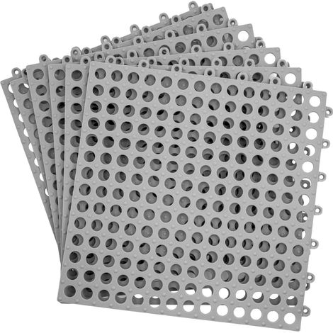 Lot de 16 Caillebotis, Antidérapant, Drainant, PVC Souple, Salle de Bain, Douche Italienne (1/5)