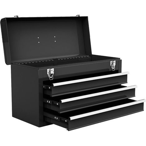 Cassetta degli attrezzi a 3 cassetti 52 x 21 x 30 cm sicura e portatile moderna metallo nero 200010777