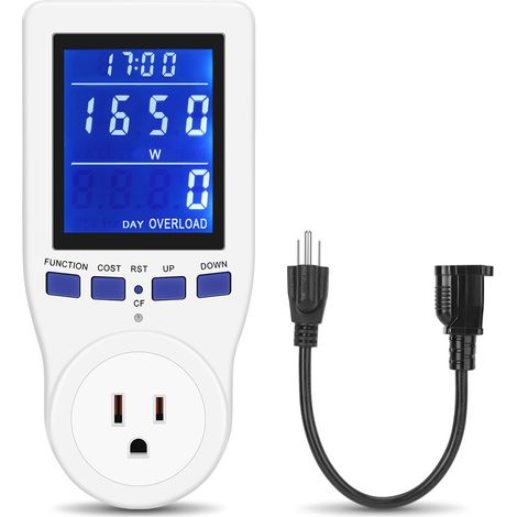 Prise électrique avec moniteur de consommation [2019 Upgrade] Analyseur de puissance pour appareils domestiques, cordon prolongateur avec prise de courant, mesure en temps réel. (1/5)